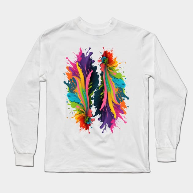 Holi colorful paint splashing. Great design for any purposes. Happy festive background. Long Sleeve T-Shirt by MariDein